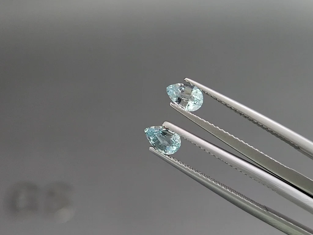 Сет аквамаринов в огранке груша 1,79 карат, Мадагаскар Изображение №4