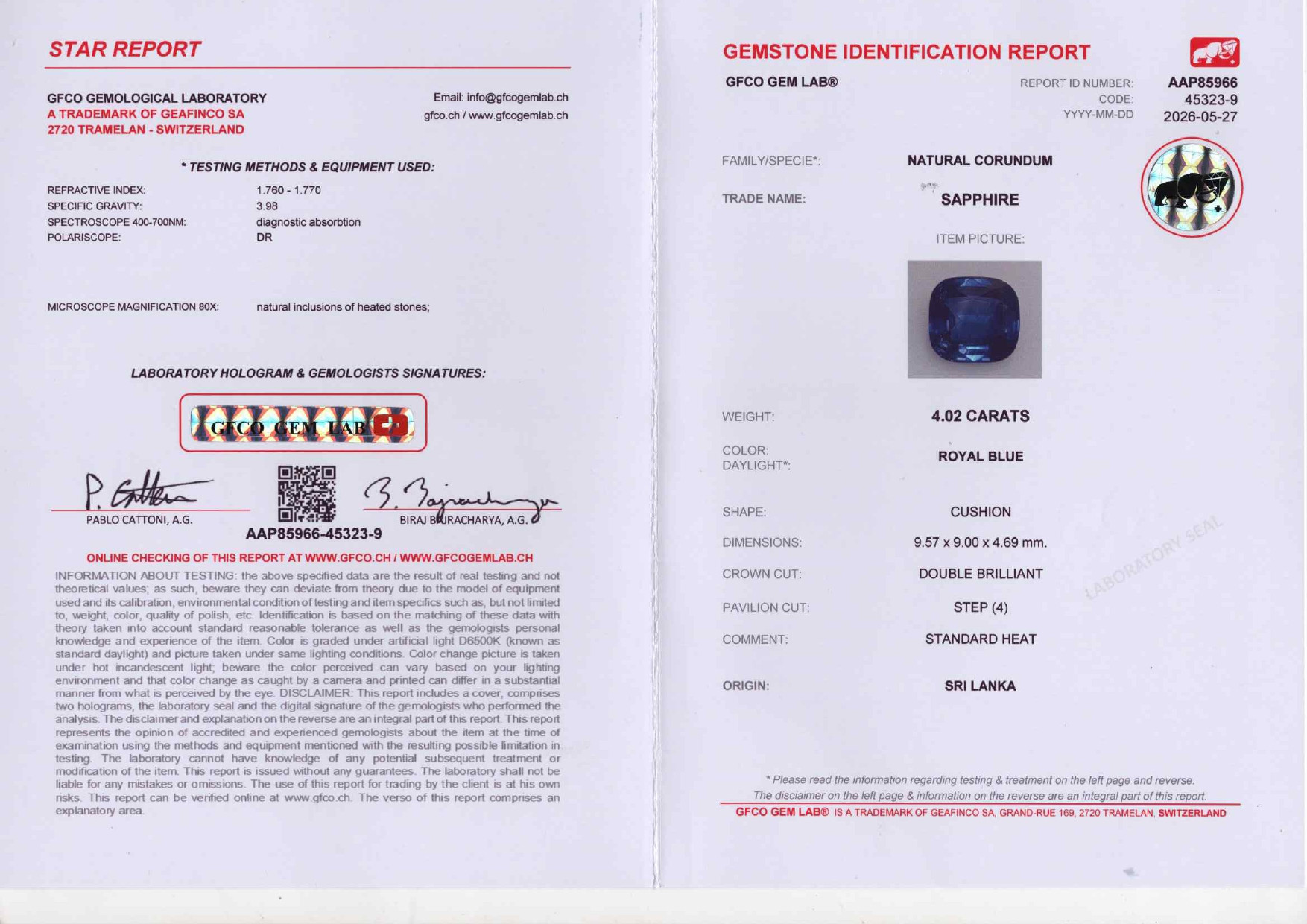 Лот №3. Сапфир Royal Blue в огранке кушон 4,02 карат, Шри-Ланка Изображение №6