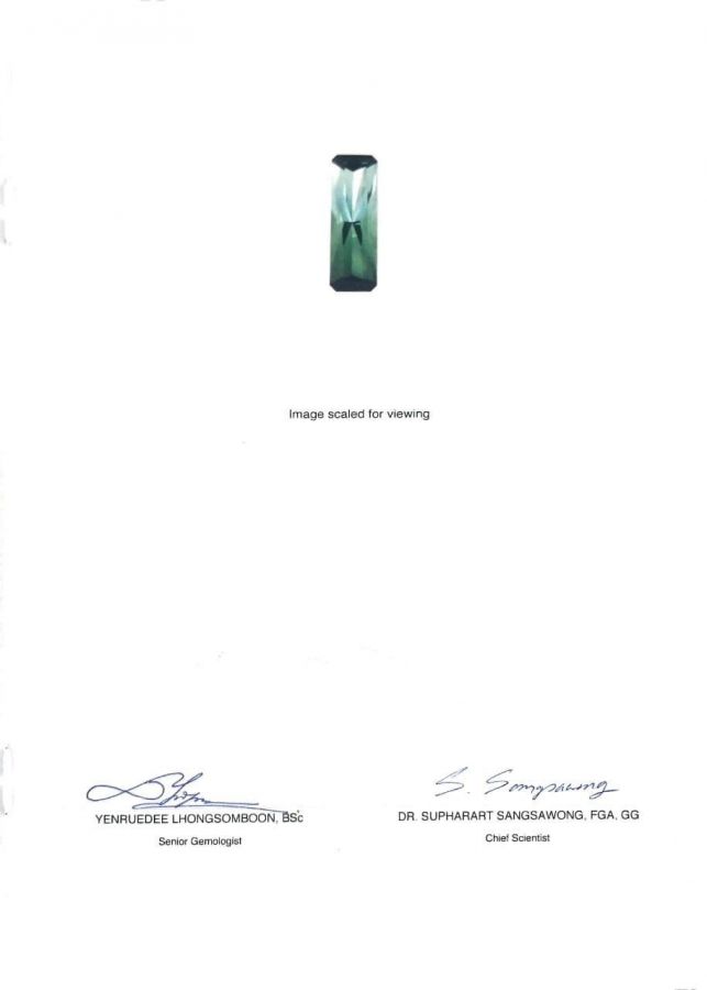 Сертификат Полихромный турмалин 9,16 карат из Афганистана