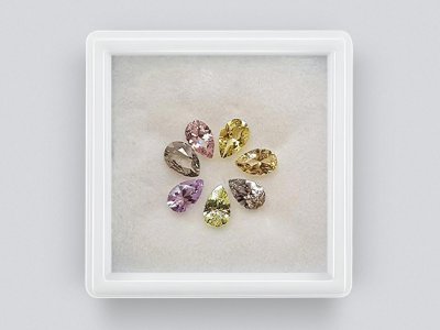 Сет калиброванных сапфиров 6x4 мм в огранке груша 2,71 карат/7 шт.  photo