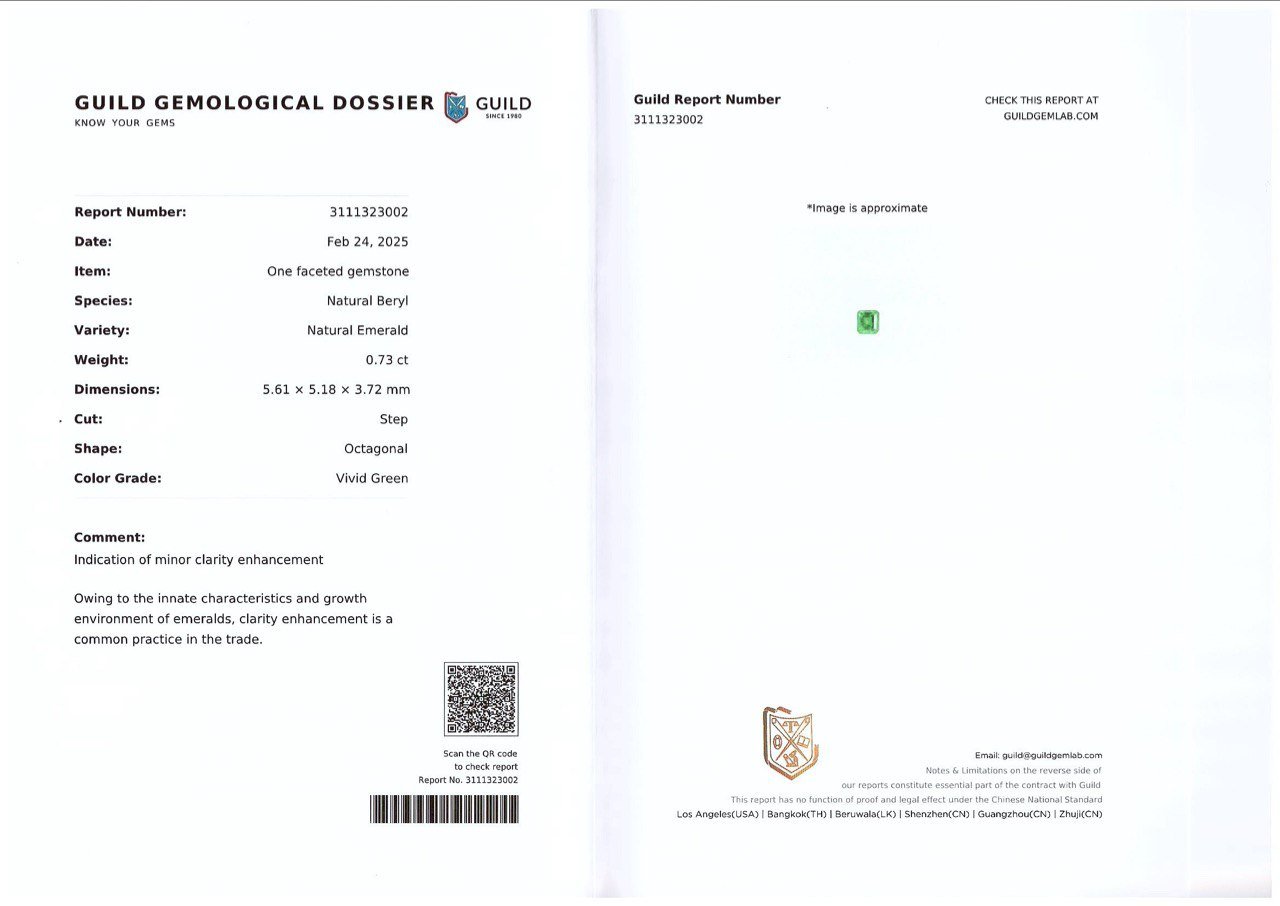 Изумруд Vivid Green в огранке октагон 0,73 карата, Панджшер Изображение №6