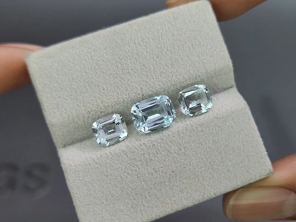 Сет аквамаринов в огранке кушон 4,07 карат, Мадагаскар Изображение №5