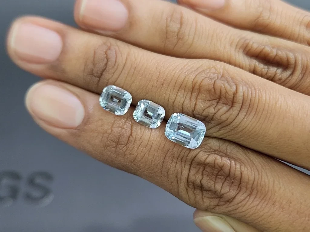 Сет аквамаринов в огранке кушон 4,07 карат, Мадагаскар Изображение №2