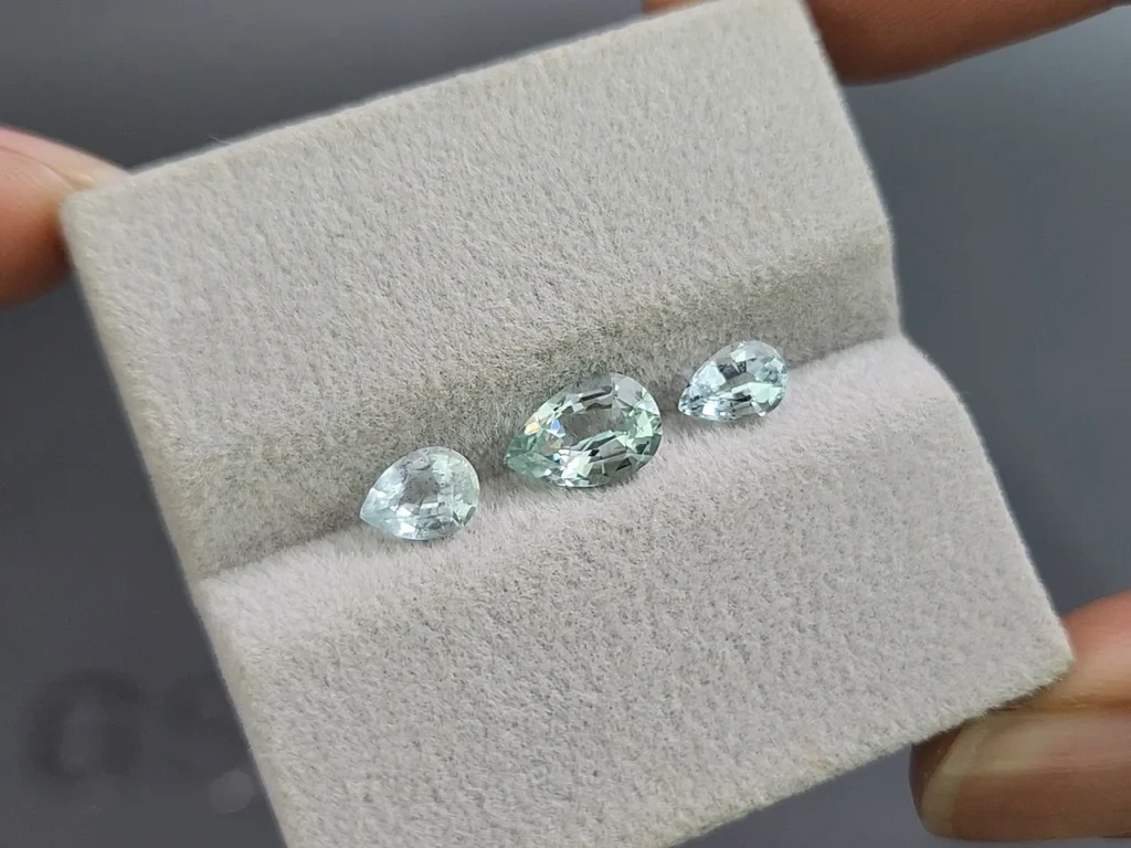 Сет аквамаринов в огранке груша 1,71 карат, Мадагаскар Изображение №4