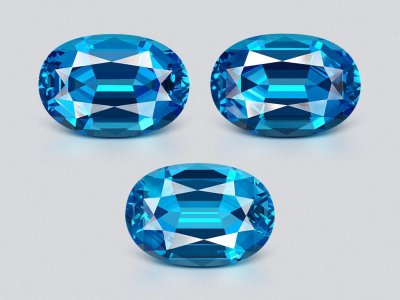 Сет из ярко-голубых Swiss Blue топазов в огранке овал 94,15 карата, Бразилия  photo