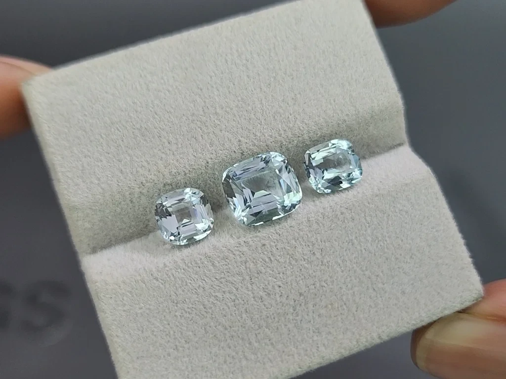 Сет аквамаринов в огранке кушон 4,05 карат, Мадагаскар Изображение №5