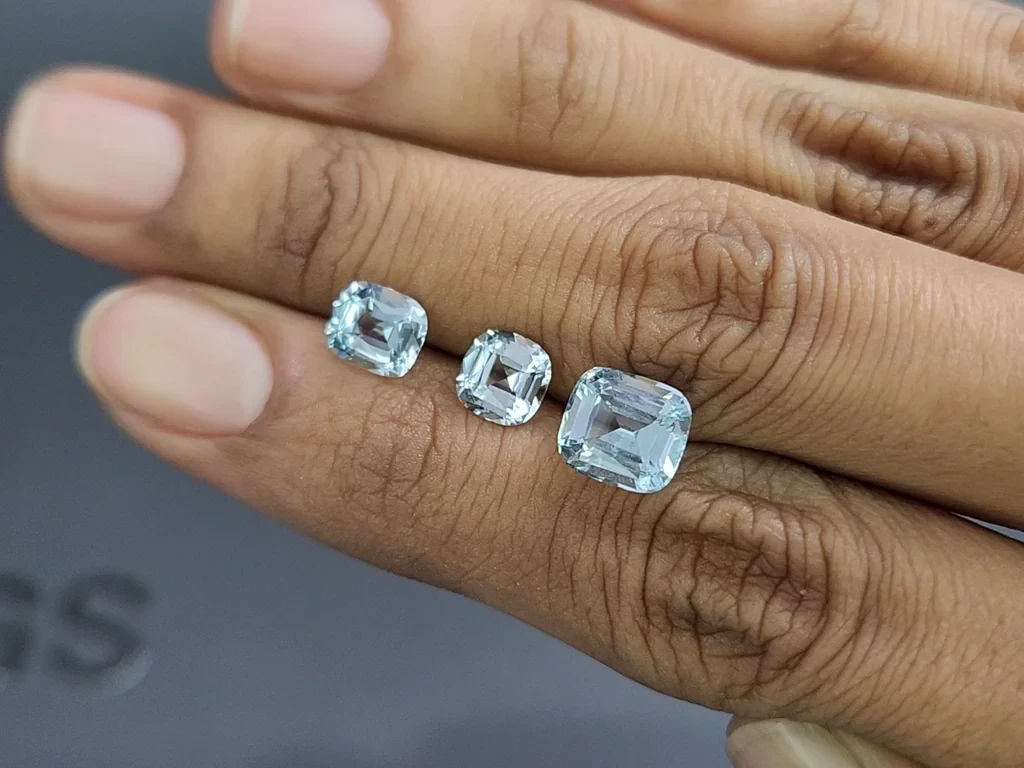 Сет аквамаринов в огранке кушон 4,05 карат, Мадагаскар Изображение №2