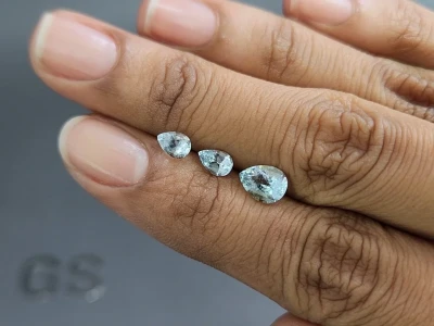 Сет аквамаринов в огранке груша 1,73 карат, Мадагаскар photo