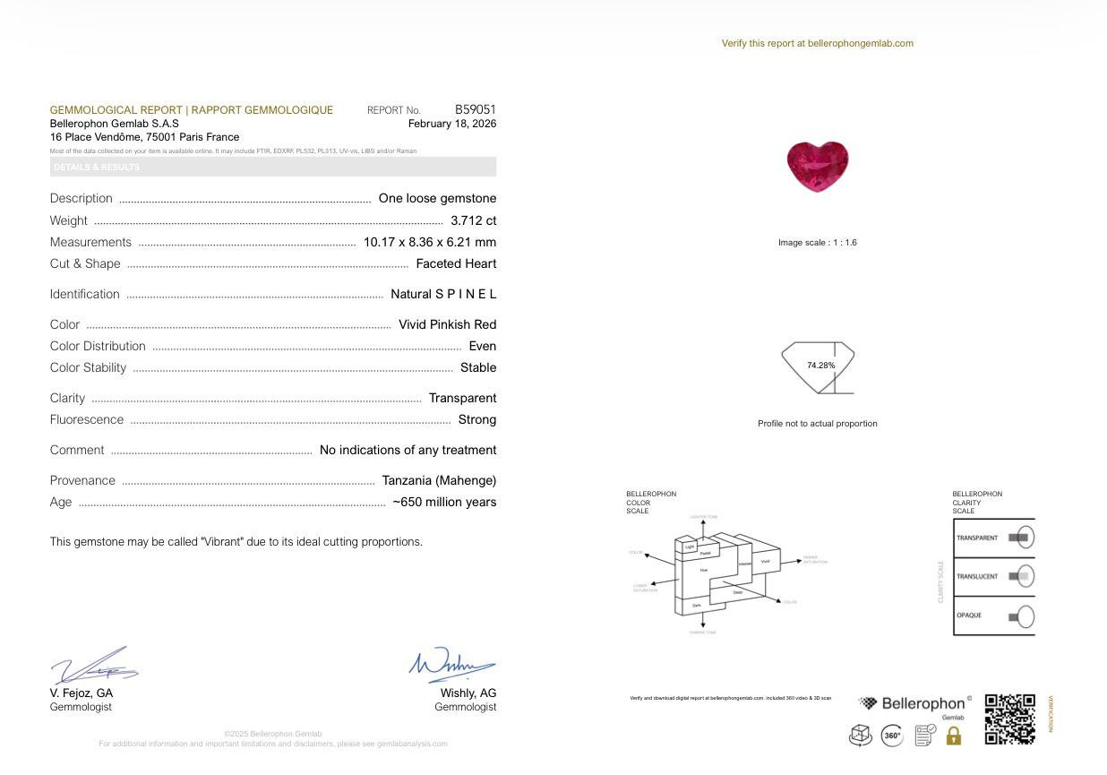 Шпинель Махенге Vibrant pink red в огранке сердце 3,71 карата, Танзания Изображение №6