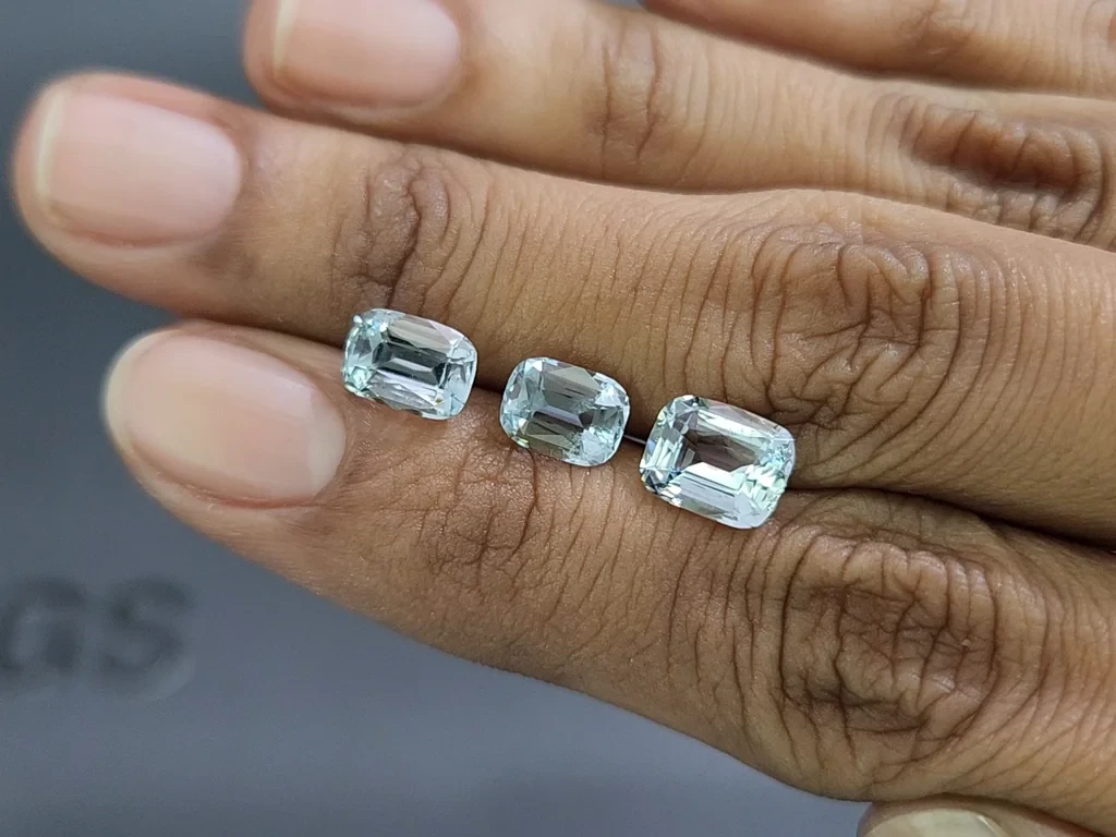 Сет аквамаринов в огранке кушон 3,87 карат, Мадагаскар Изображение №2