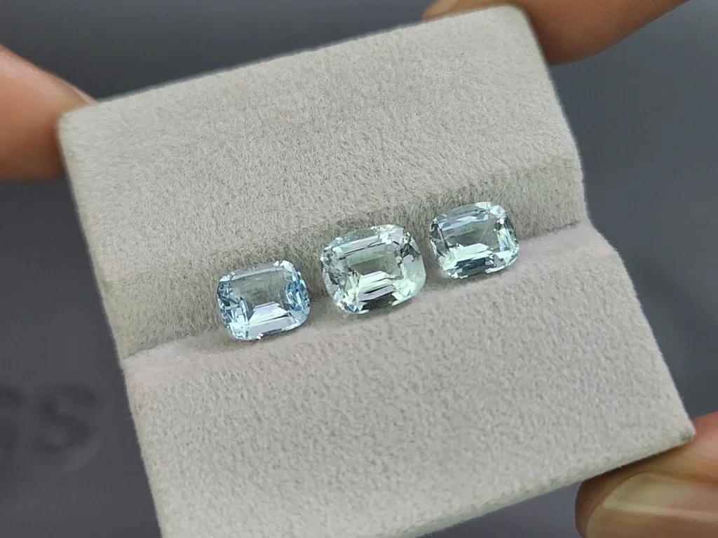 Сет аквамаринов в огранке кушон 3,84 карат, Мадагаскар Изображение №5