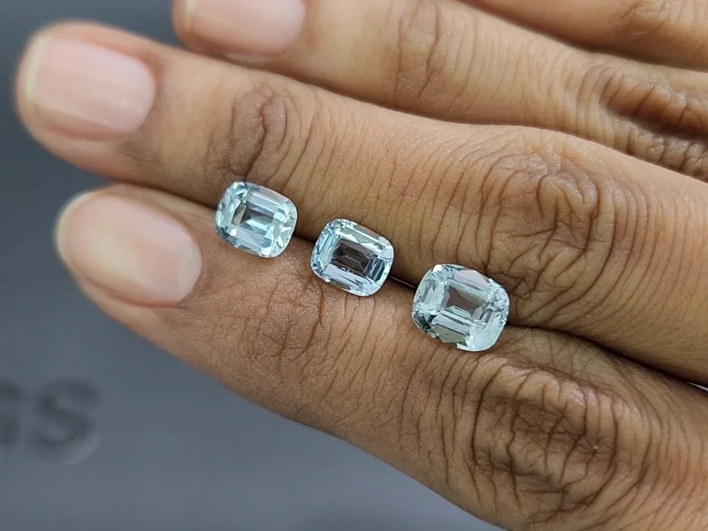 Сет аквамаринов в огранке кушон 3,84 карат, Мадагаскар Изображение №2