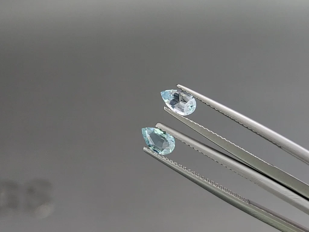 Сет аквамаринов в огранке груша 1,62 карат, Мадагаскар Изображение №4