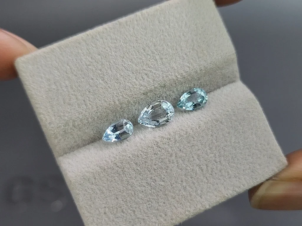 Сет аквамаринов в огранке груша 1,62 карат, Мадагаскар Изображение №5