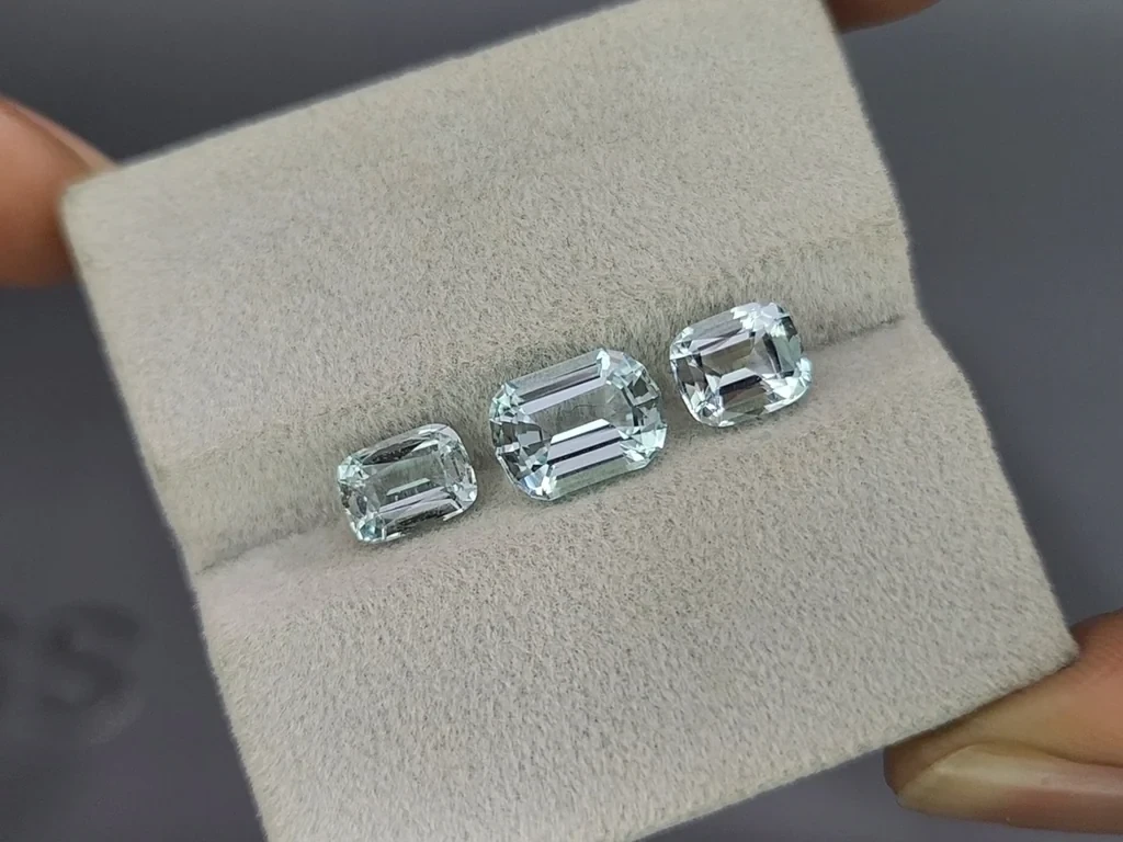 Сет аквамаринов в огранке кушон 3,62 карат, Мадагаскар Изображение №5
