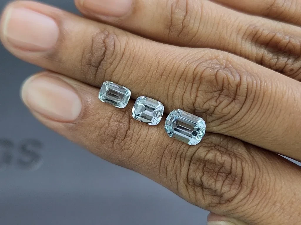 Сет аквамаринов в огранке кушон 3,62 карат, Мадагаскар Изображение №2