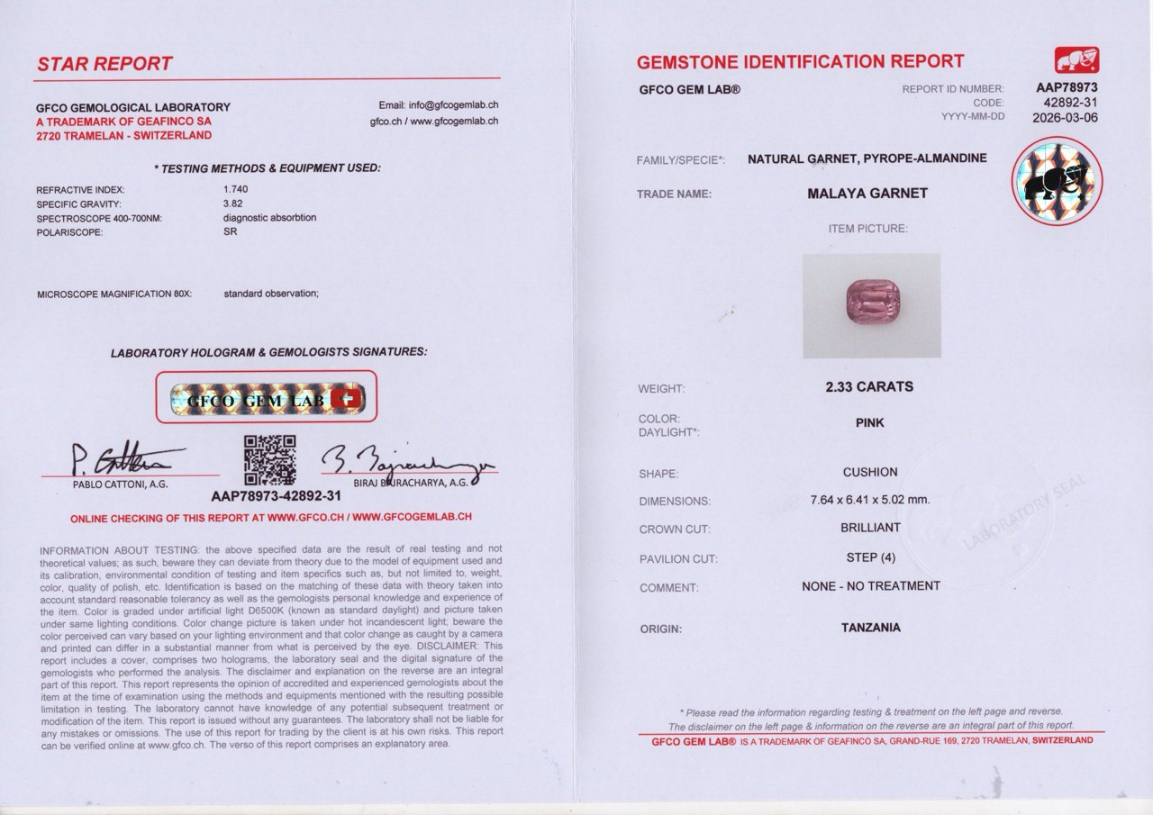 Гранат Малайя в огранке кушон 2,33 карат, Танзания  Изображение №6