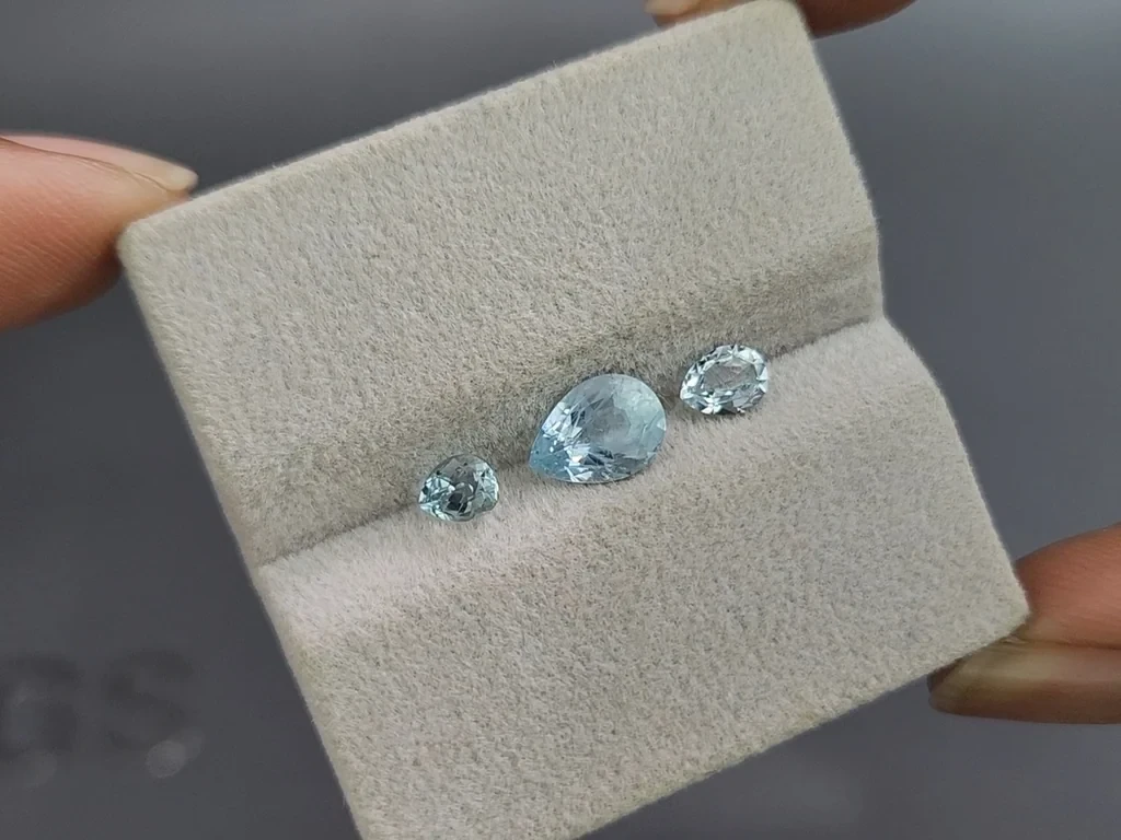 Сет аквамаринов в огранке груша 1,58 карат, Мадагаскар Изображение №4