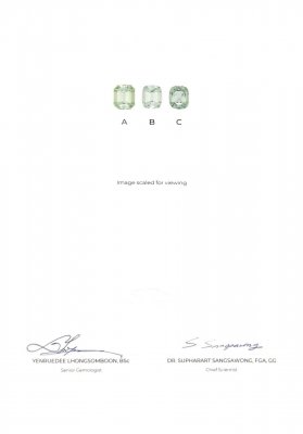 Сертификат Пара мятных турмалинов из Афганистана в огранке кушон 2,98 карат