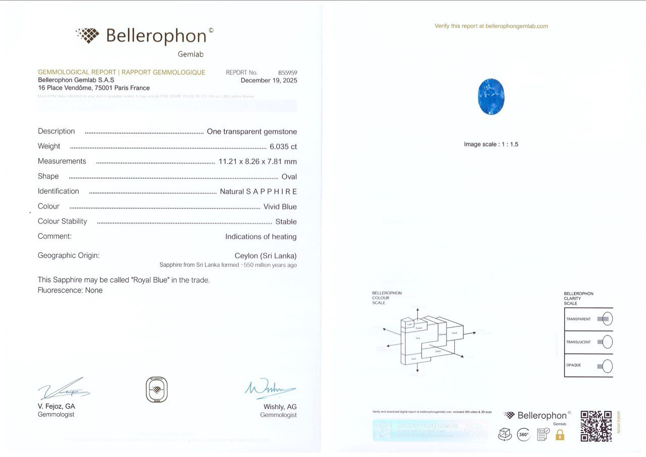Сапфир Royal Blue в огранке овал 6,04 карат, Шри-Ланка  Изображение №6