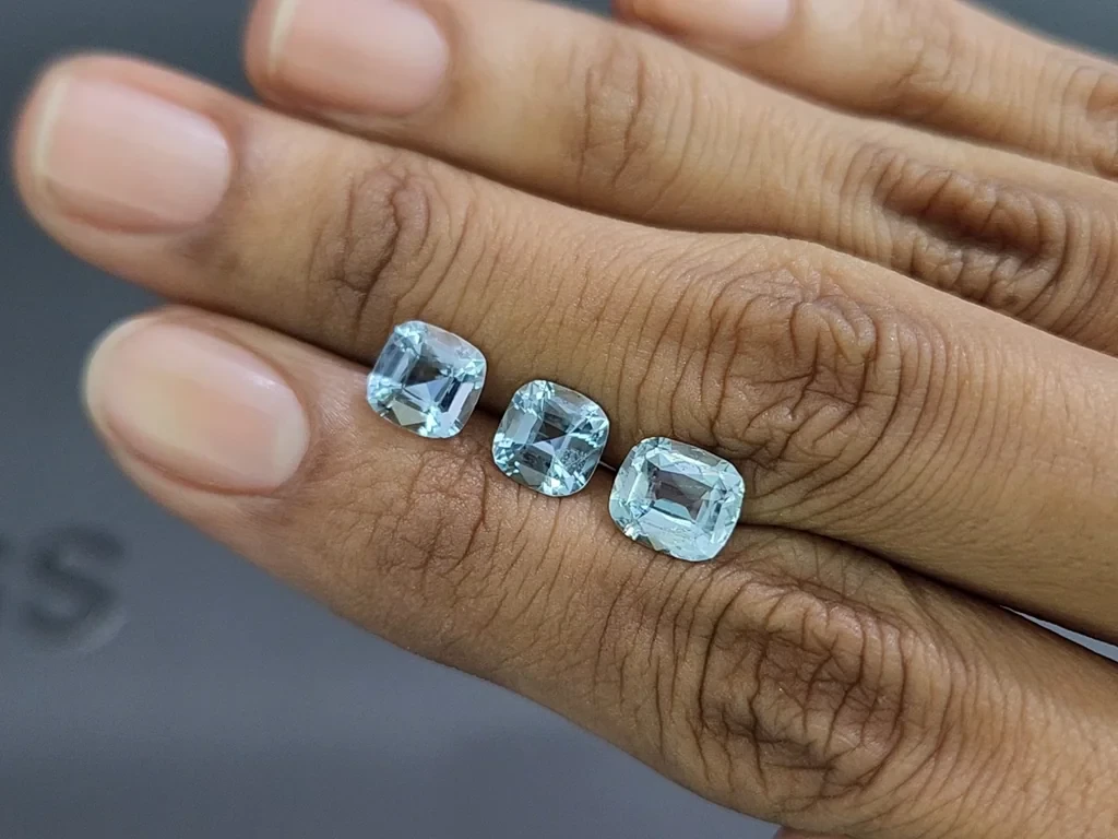 Сет аквамаринов в огранке кушон 3,54 карат, Мадагаскар Изображение №2