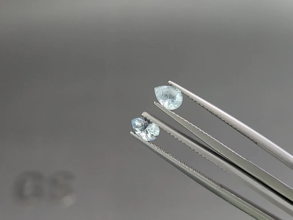 Сет аквамаринов в огранке груша 1,48 карат, Мадагаскар Изображение №4