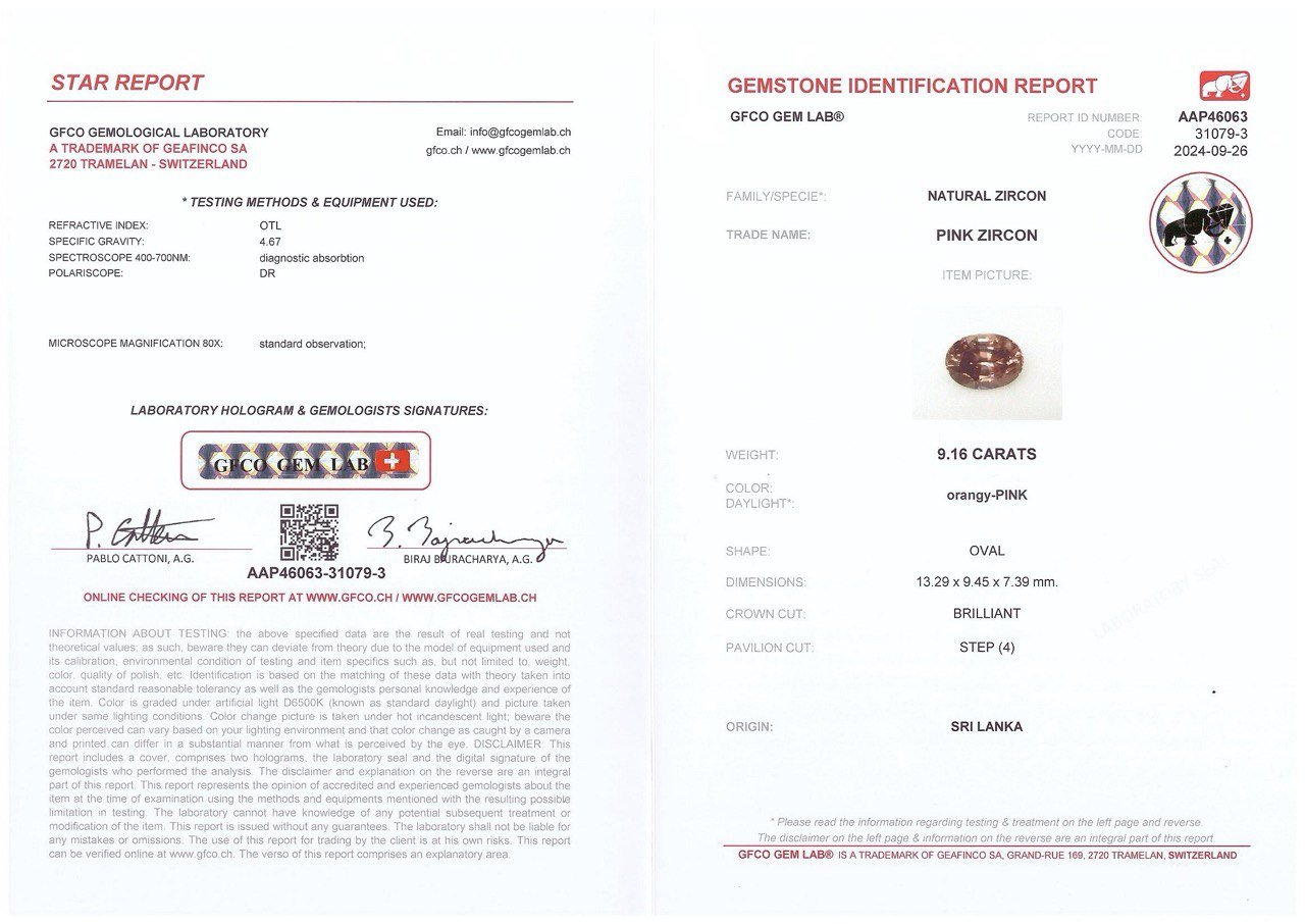 Редкий розовый циркон в огранке овал 9,16 карат, Шри-Ланка Изображение №6
