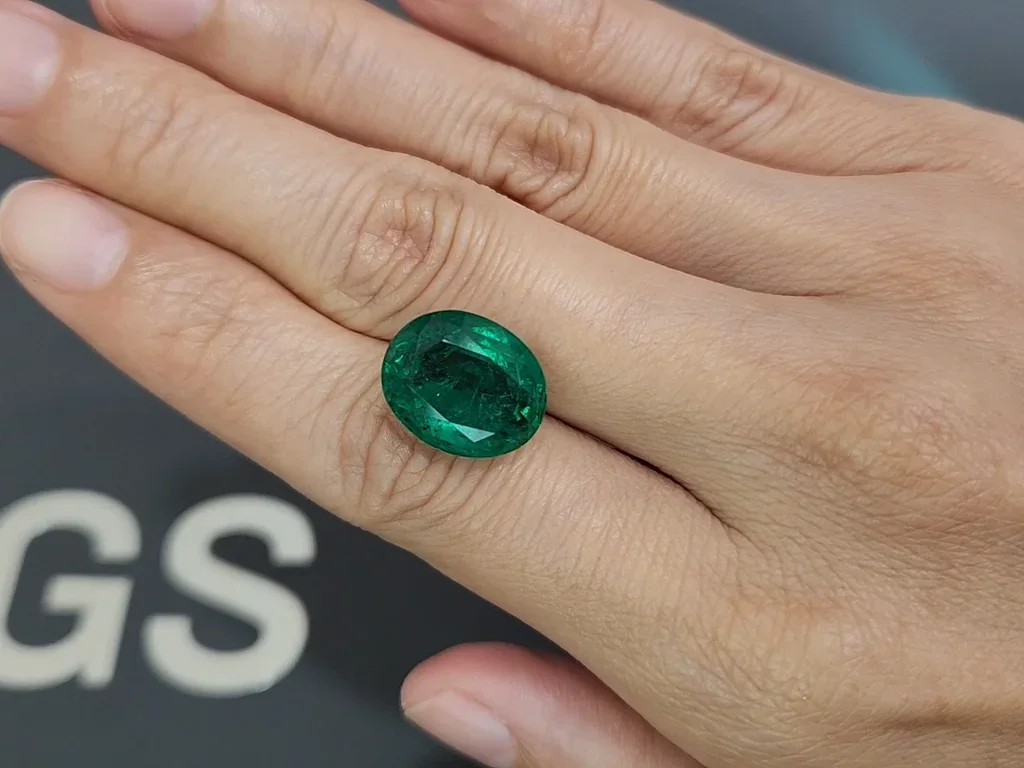  Изумруд Vivid Green в огранке овал 9,70 карата, Замбия Изображение №2