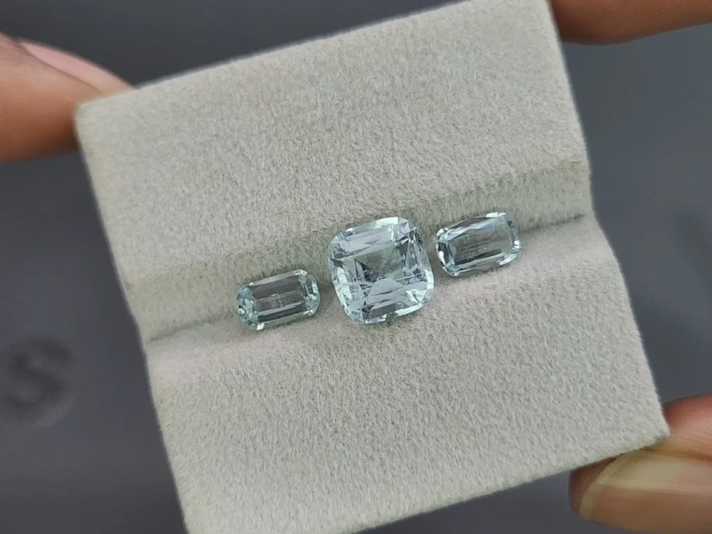 Сет аквамаринов в огранке кушон 3,51 карат, Мадагаскар Изображение №5