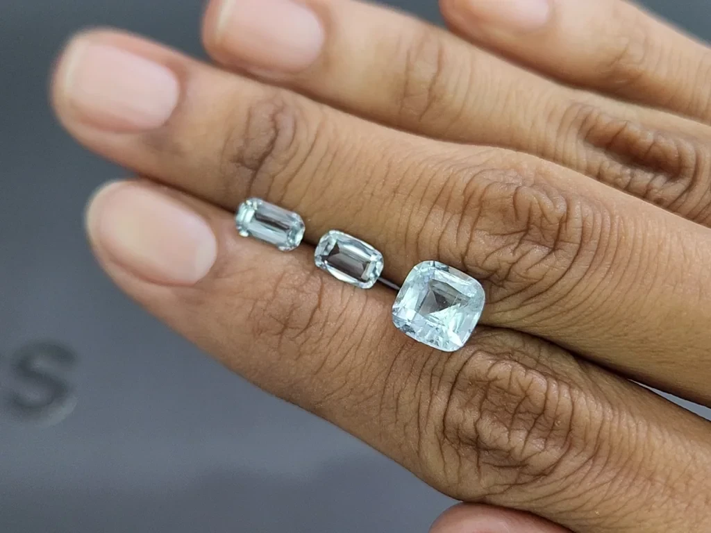 Сет аквамаринов в огранке кушон 3,51 карат, Мадагаскар Изображение №2