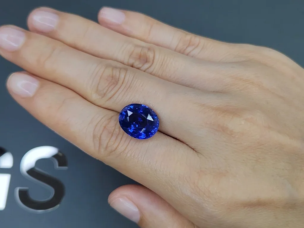 Негретый синий сапфир Royal Blue в огранке овал 10,08 карат, Шри-Ланка  Изображение №2