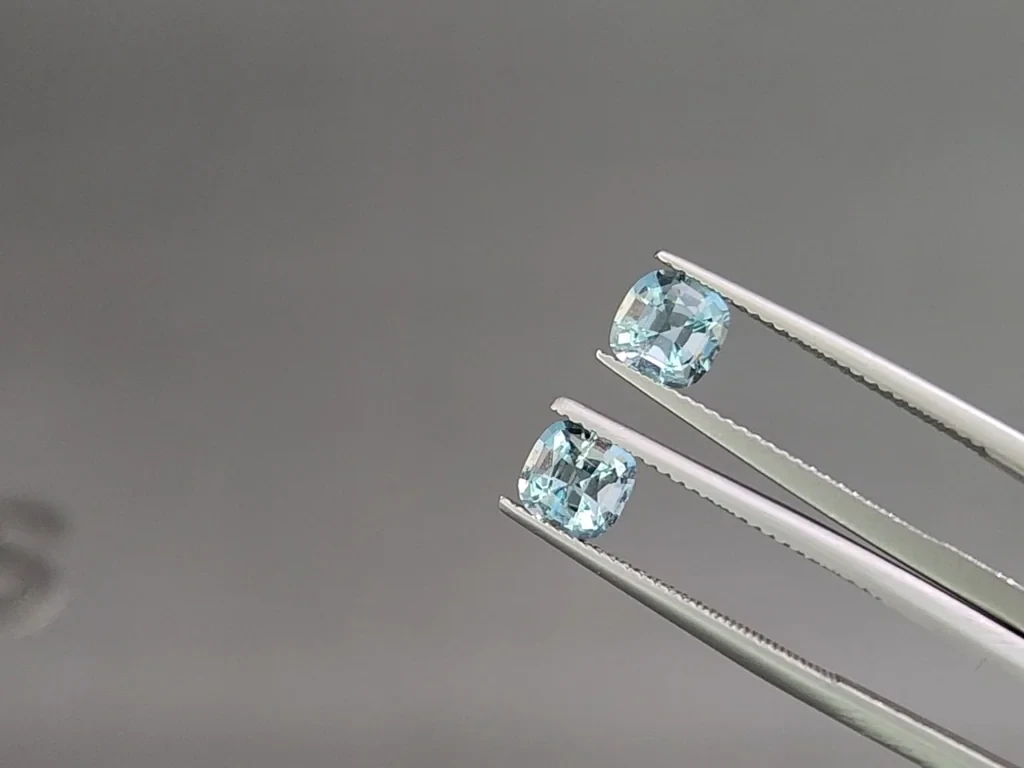 Сет аквамаринов в огранке кушон 3,48 карат, Мадагаскар Изображение №4