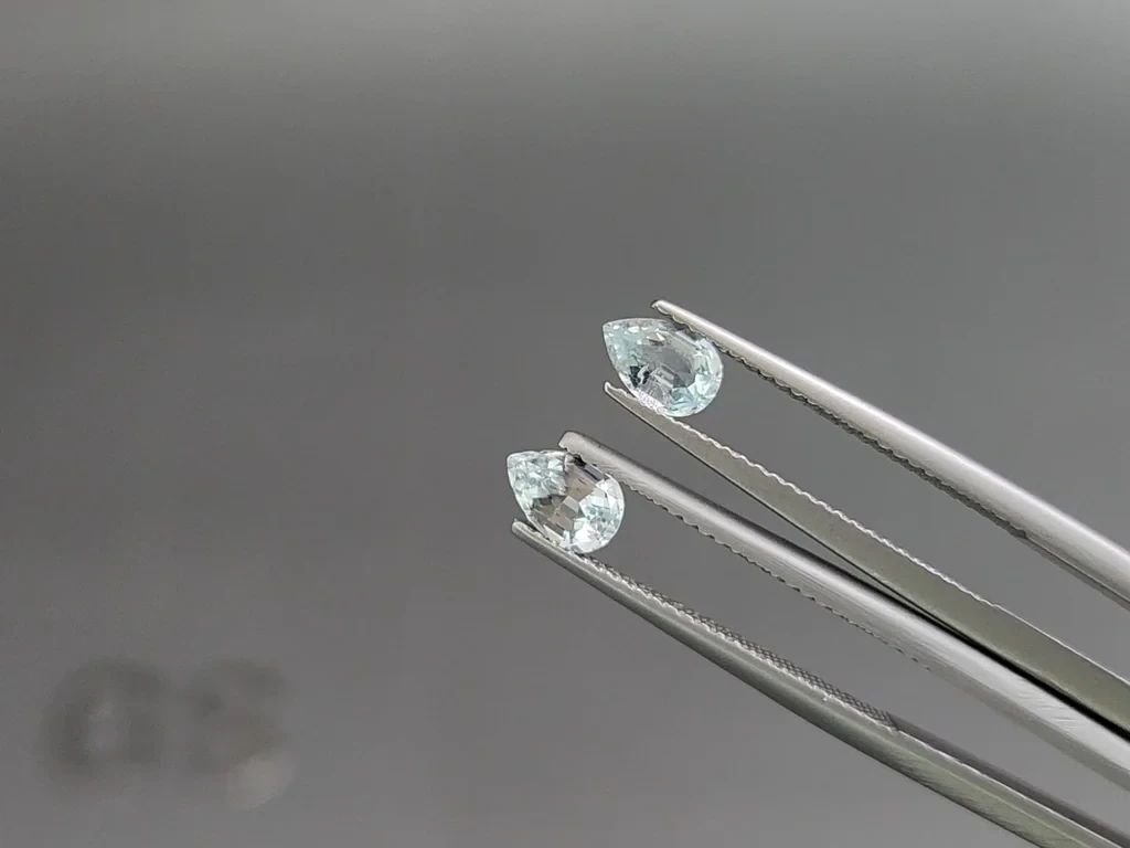 Сет аквамаринов в огранке груша 1,30 карат, Мадагаскар Изображение №3
