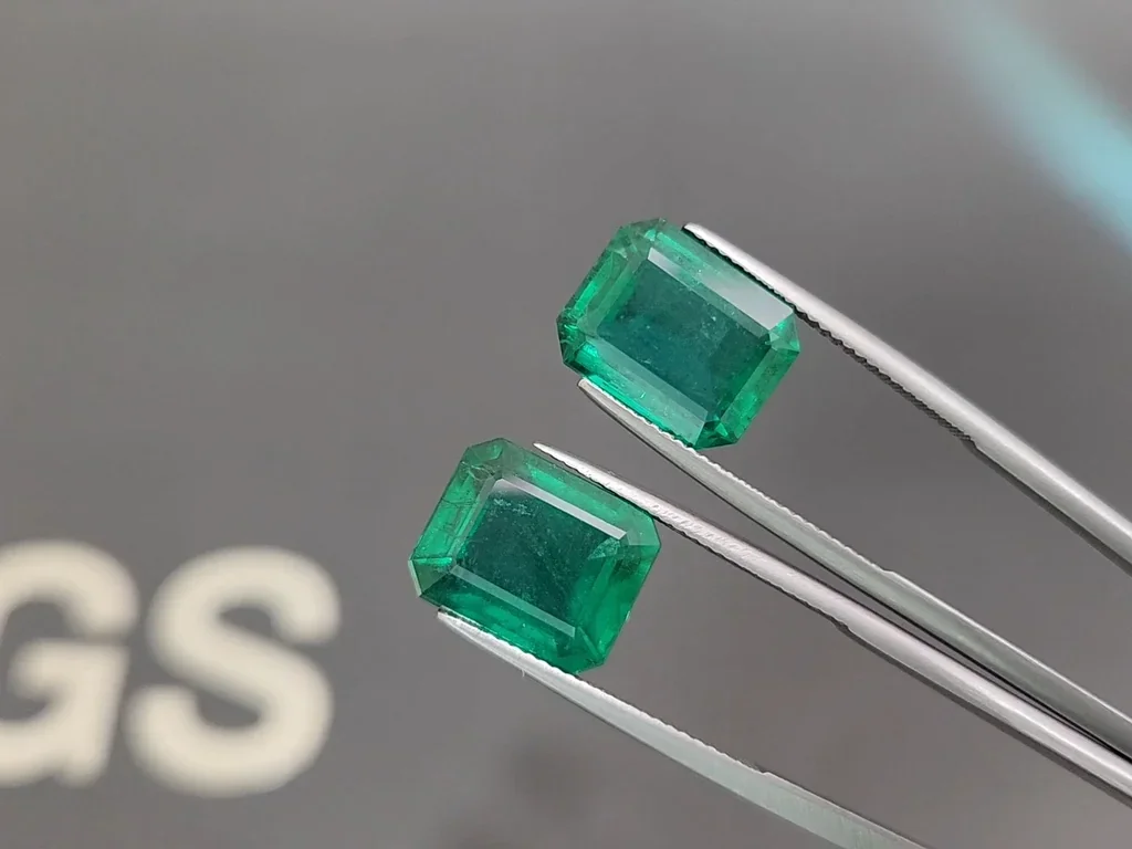 Пара изумрудов Vivid Green в огранке октагон 15,11 карата, Замбия Изображение №3