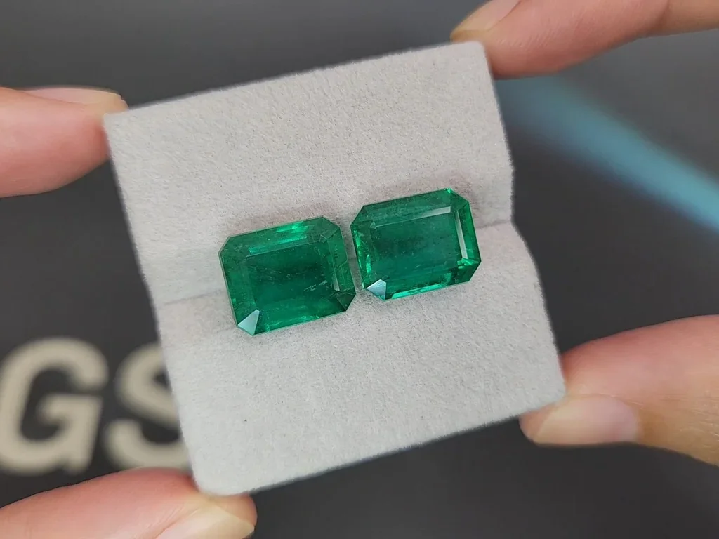 Пара изумрудов Vivid Green в огранке октагон 15,11 карата, Замбия Изображение №4