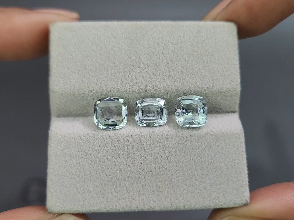 Сет аквамаринов в огранке кушон 3,33 карат, Мадагаскар Изображение №5