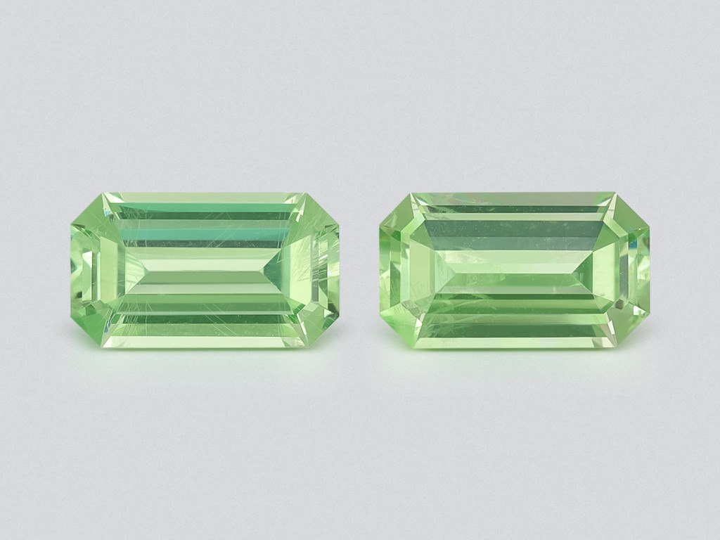 Пара мятно-зеленых гранат гроссуляр в огранке октагон 1,38 карат, Танзания Изображение №1