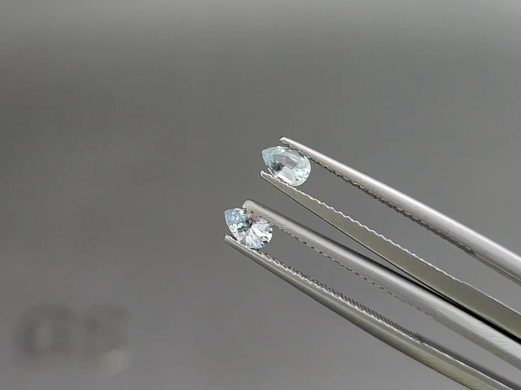 Сет аквамаринов в огранке груша 1,27 карат, Мадагаскар Изображение №4