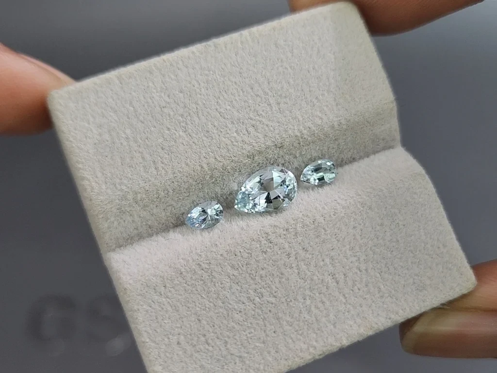 Сет аквамаринов в огранке груша 1,27 карат, Мадагаскар Изображение №5