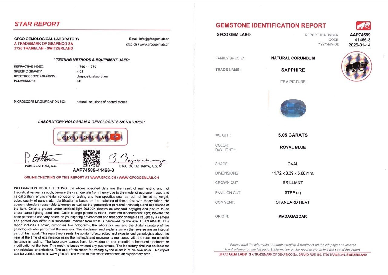 Сапфир Royal Blue в огранке овал 5,05 карат, Мадагаскар Изображение №6