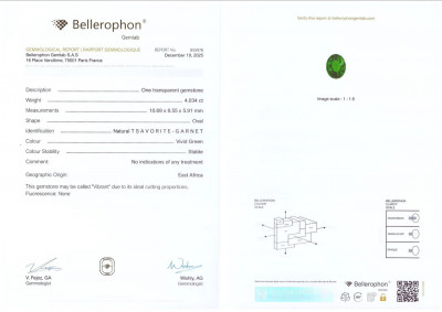 Сертификат Сет ярко-зеленых цаворитов в огранке овал 8,18 карат, Африка