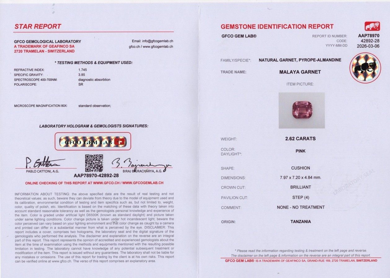 Гранат Малайя в огранке кушон 2,62 карата, Танзания  Изображение №6