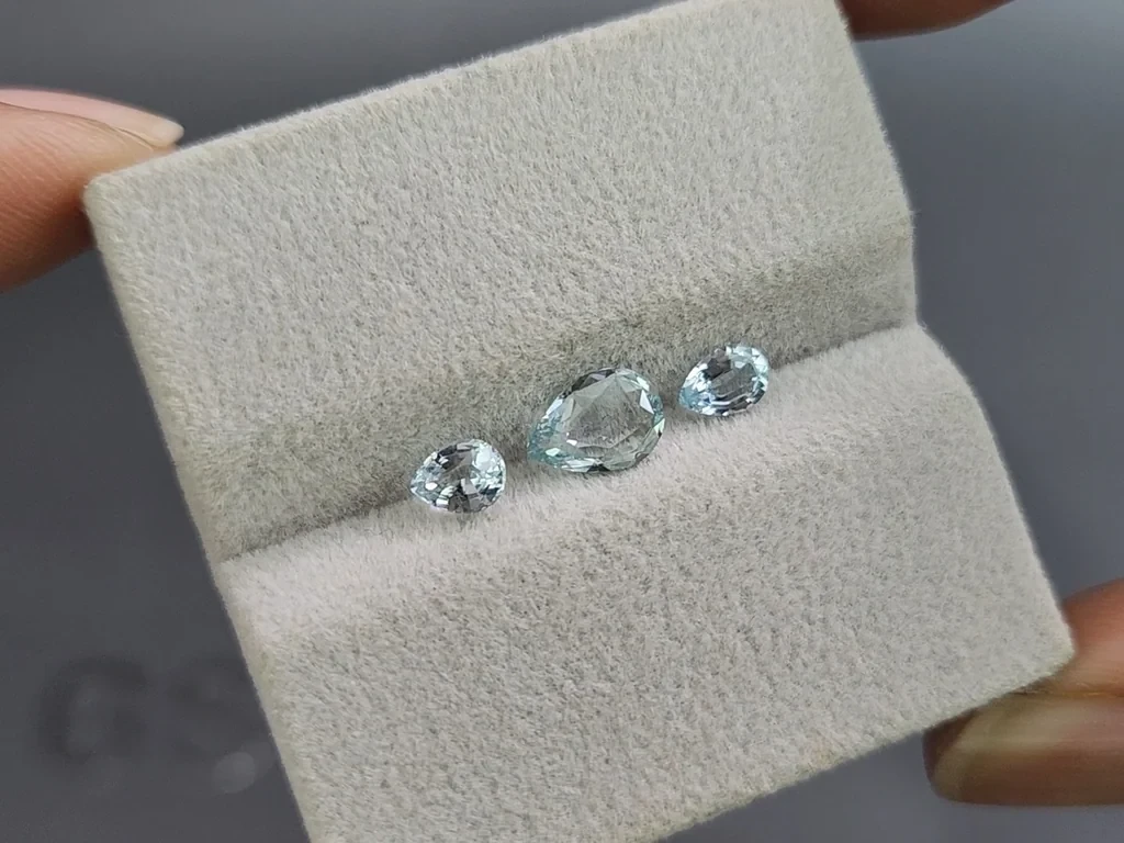 Сет аквамаринов в огранке груша 1,16 карат, Мадагаскар Изображение №4