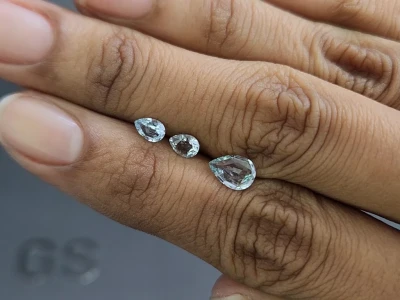 Сет аквамаринов в огранке груша 1,16 карат, Мадагаскар photo