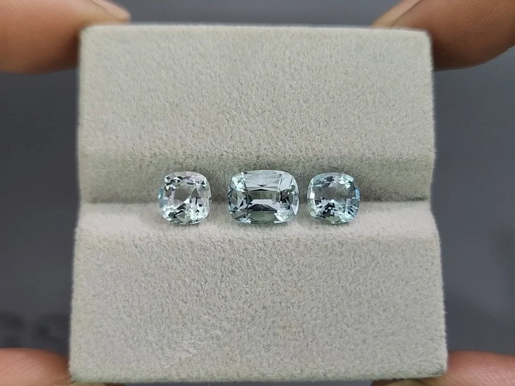 Сет аквамаринов в огранке кушон 3,07 карат, Мадагаскар Изображение №5
