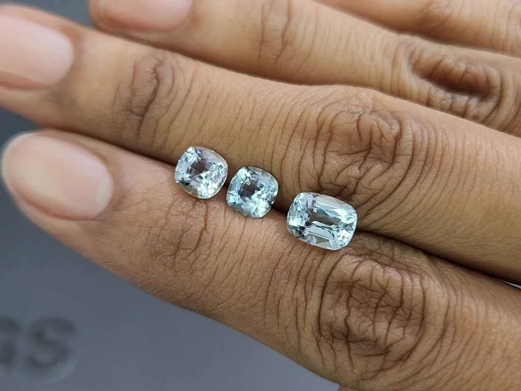 Сет аквамаринов в огранке кушон 3,07 карат, Мадагаскар Изображение №2