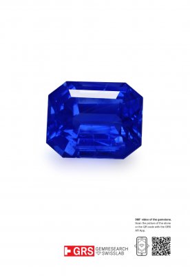 Сертификат Коллекционный негретый кашмирский сапфир Intense Cornflower в огранке октагон 12,43 карат, Кашмир,( SSEF / Gubelin / GRS)