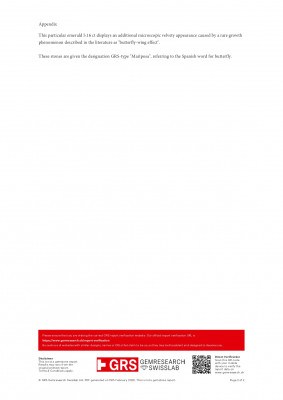 Сертификат Vivid Green изумруд Марипоза - эффект крыла бабочки в огранке октагон 5,16 карат, Колумбия