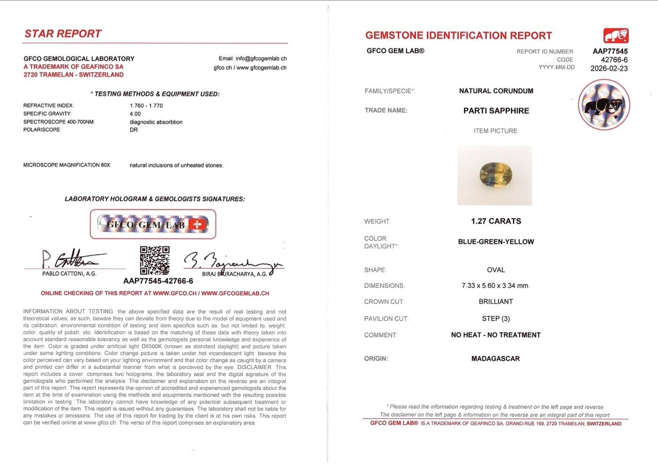Негретый сапфир Bi-color в огранке овал 1,27 карат, Мадагаскар Изображение №6