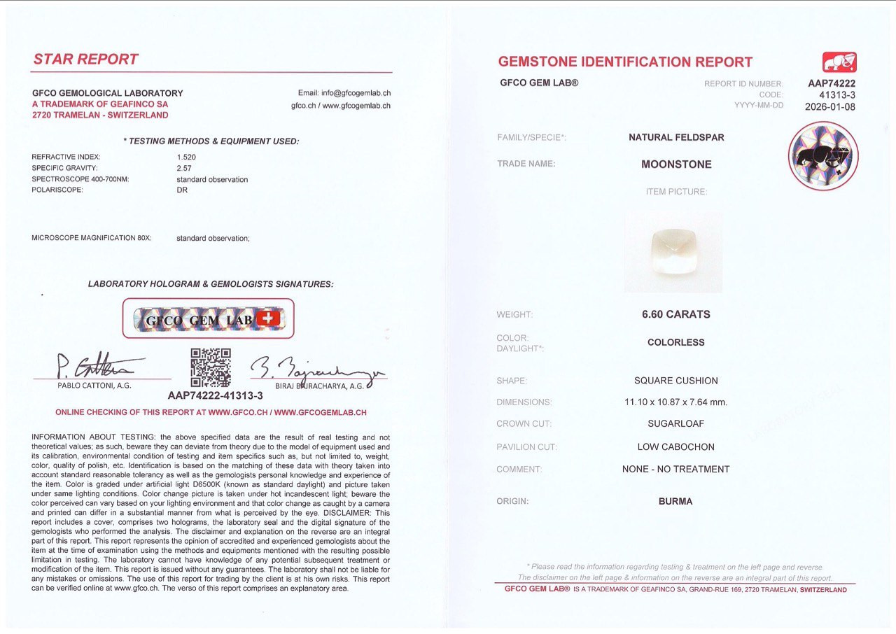 Лунный камень в огранке кабошон 6,60 карат, Бирма Изображение №6